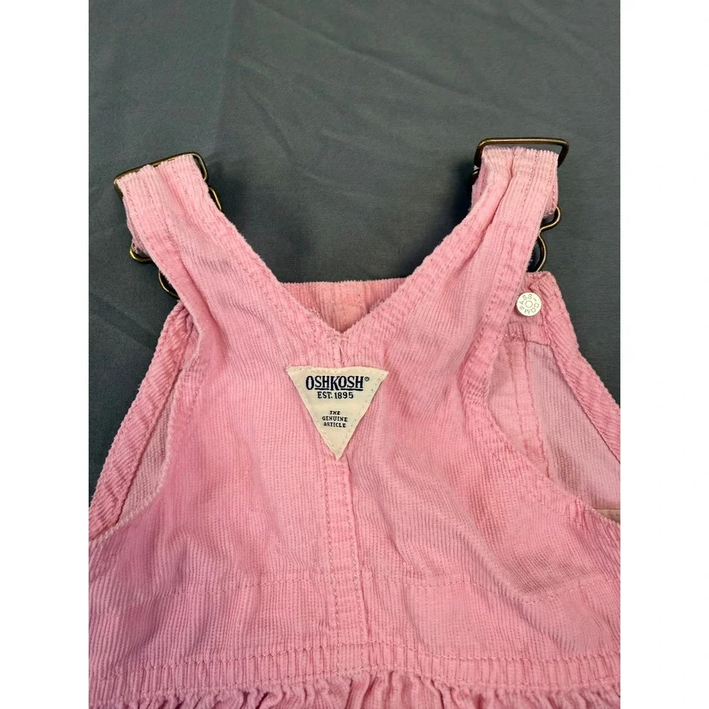 2 - OshKosh Bgosh Baby Girl Jumper Dresses 6M Blue Stripe & 6-9M Pink Corduroy